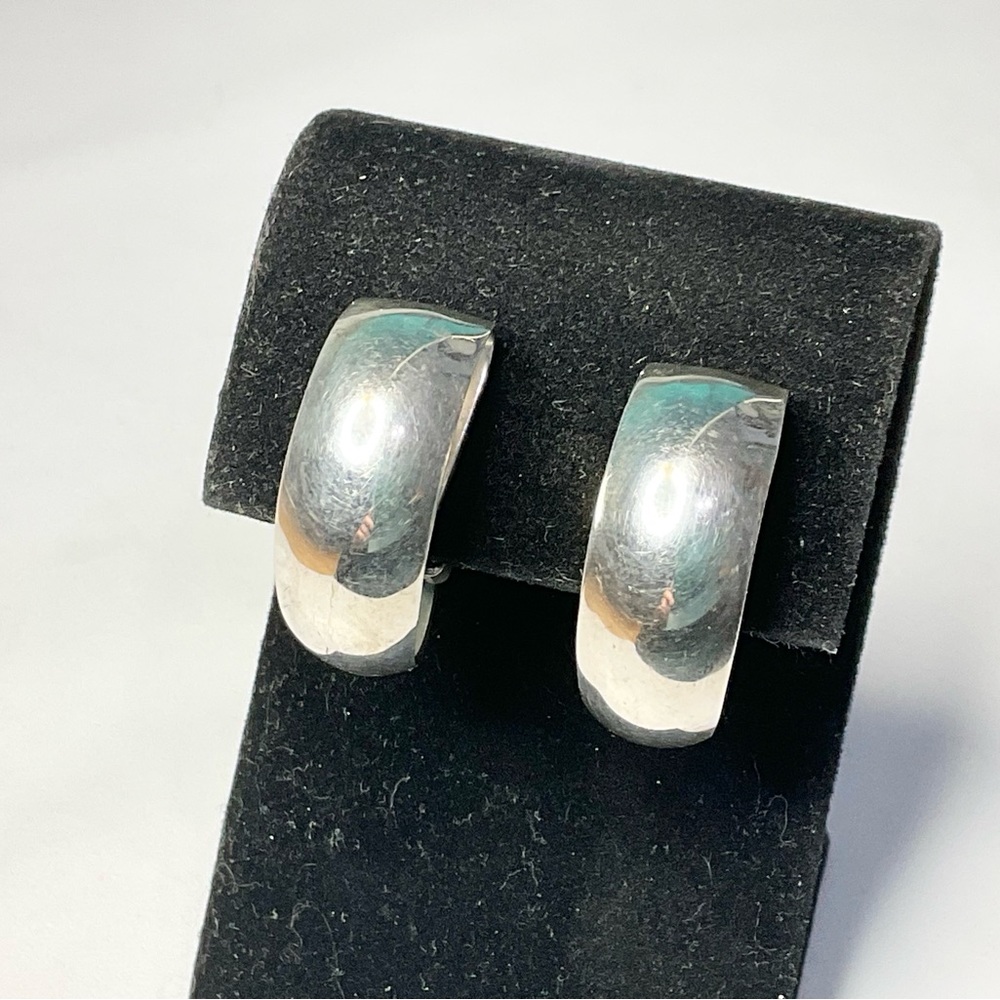 Vintage Sterling Silver Clip Hoops Chunky Solid 14.6 grams - Picture 2 of 9
